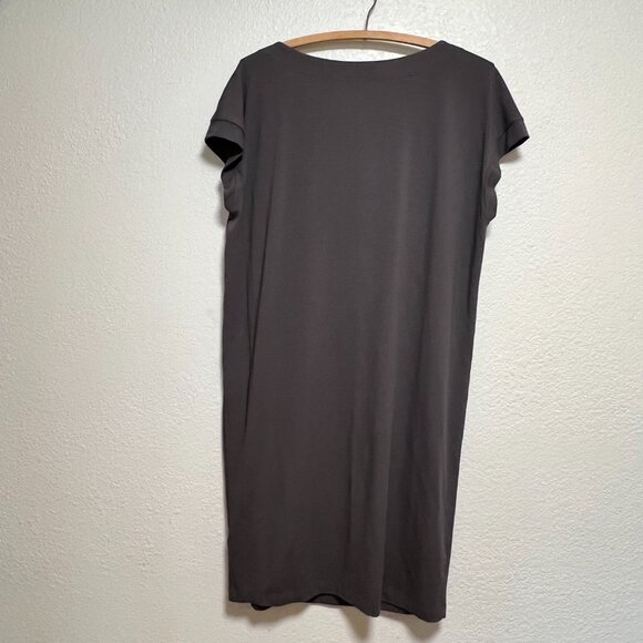 NWT Eileen Fisher Draped Front K/L Dress Grey Short Sleeve Size S - Picture 15 of 15